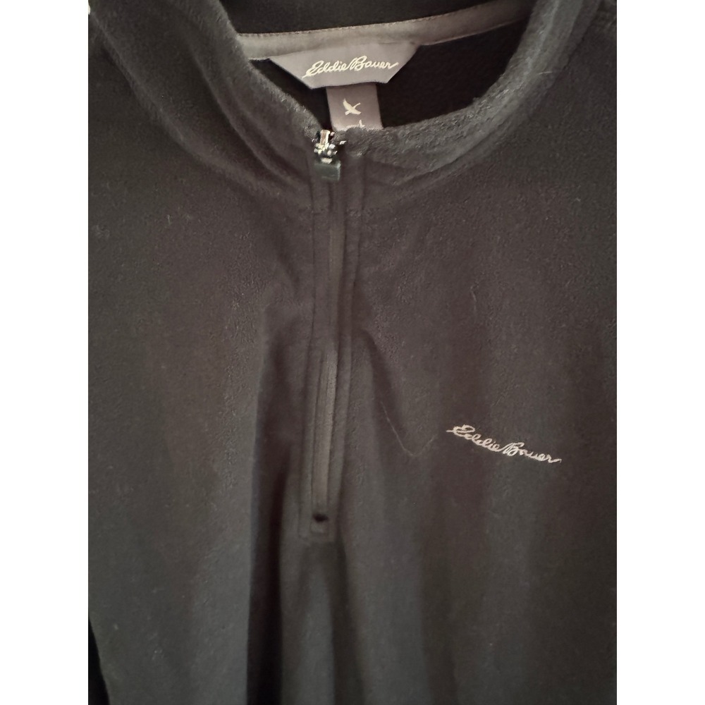 Eddie Bauer Mens Black Fleece 1/4 Zip Pullover Sweatshirt Casual Outdoor Size L